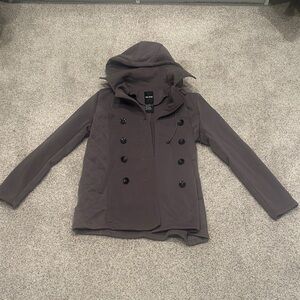 Me Jane Women's purple Hooded Pea Coat